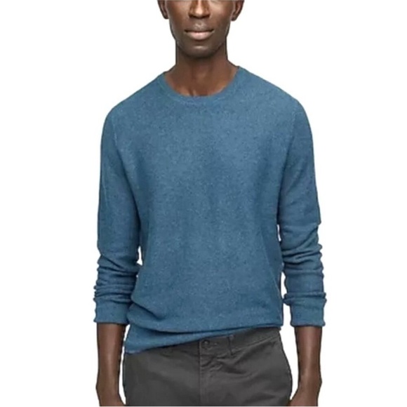 J. CREW Knit Cotton Crewneck Sweater Garter Stitch H6060 Pullover Admiral Blue - Picture 2 of 7